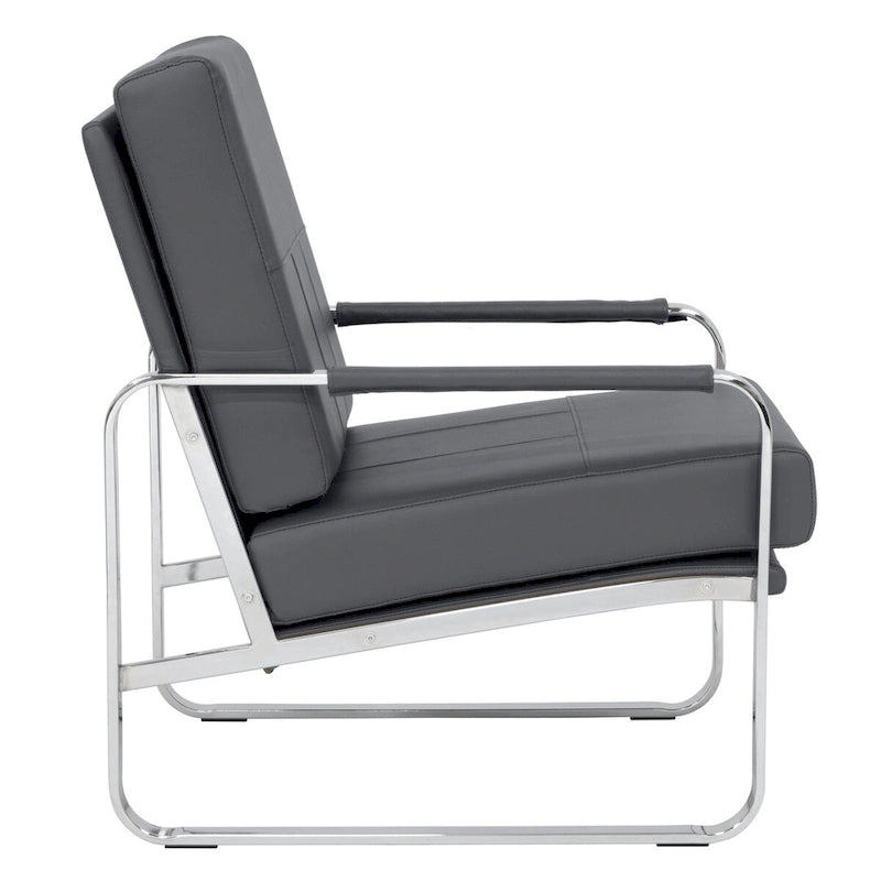 Metal and Bonded Leather Modern Accent Arm Chair