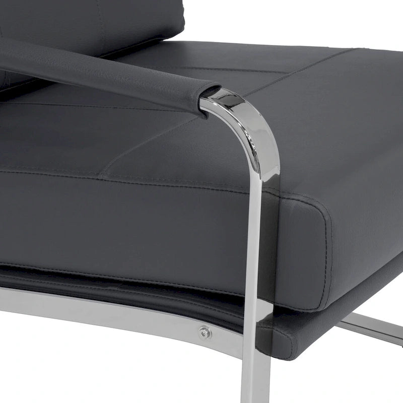 Metal and Bonded Leather Modern Accent Arm Chair