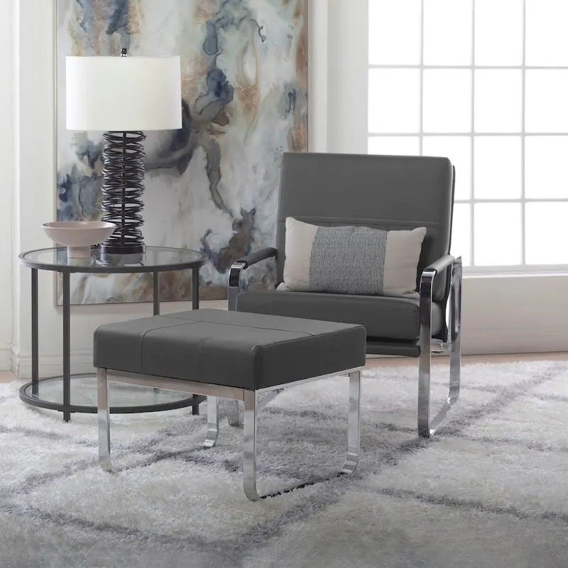 Metal and Bonded Leather Modern Accent Arm Chair