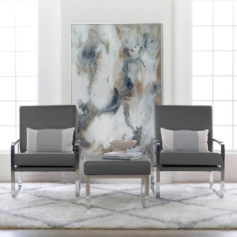 Metal and Bonded Leather Modern Accent Arm Chair
