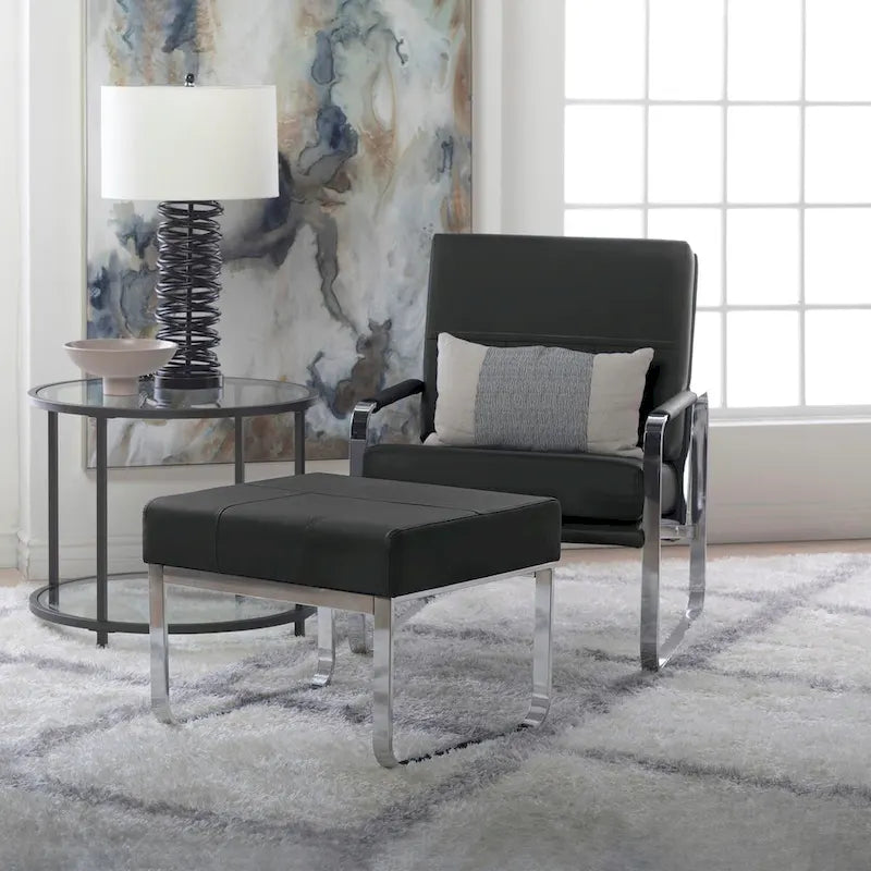 Metal and Bonded Leather Modern Accent Arm Chair