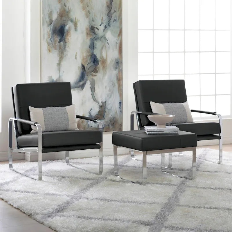 Metal and Bonded Leather Modern Accent Arm Chair
