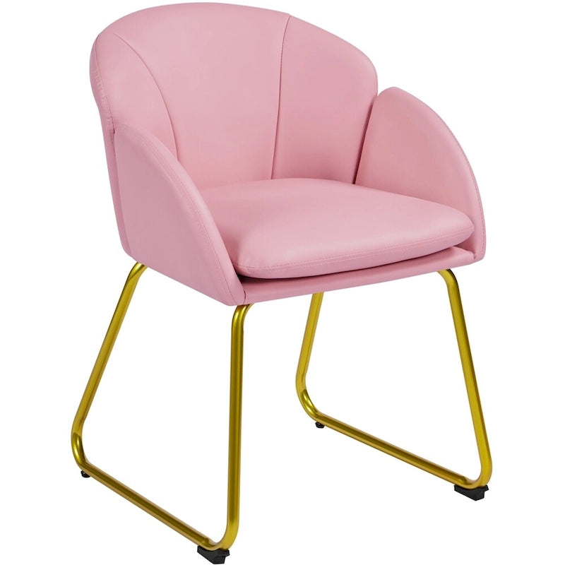 Flower Shape Velvet Armchair Accent Chair with Golden Metal Legs