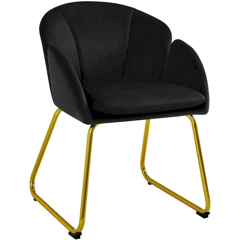 Flower Shape Velvet Armchair Accent Chair with Golden Metal Legs