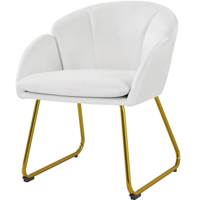 Flower Shape Velvet Armchair Accent Chair with Golden Metal Legs