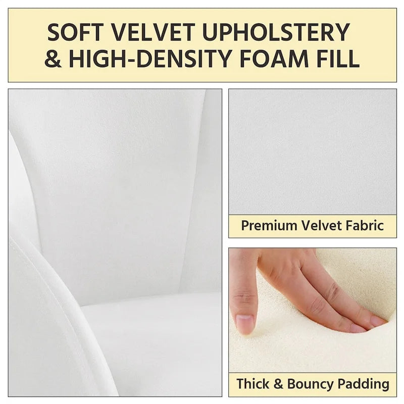 Flower Shape Velvet Armchair Accent Chair with Golden Metal Legs