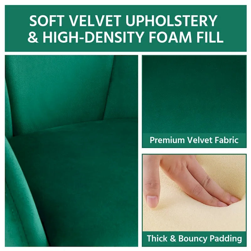Flower Shape Velvet Armchair Accent Chair with Golden Metal Legs
