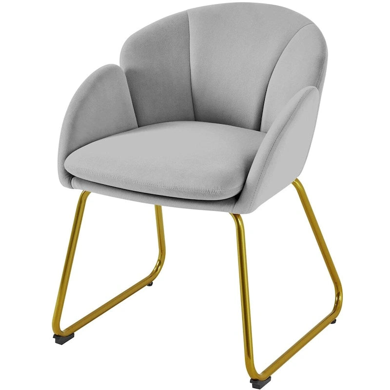 Flower Shape Velvet Armchair Accent Chair with Golden Metal Legs