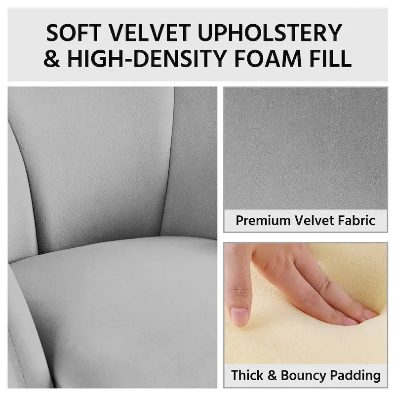 Flower Shape Velvet Armchair Accent Chair with Golden Metal Legs
