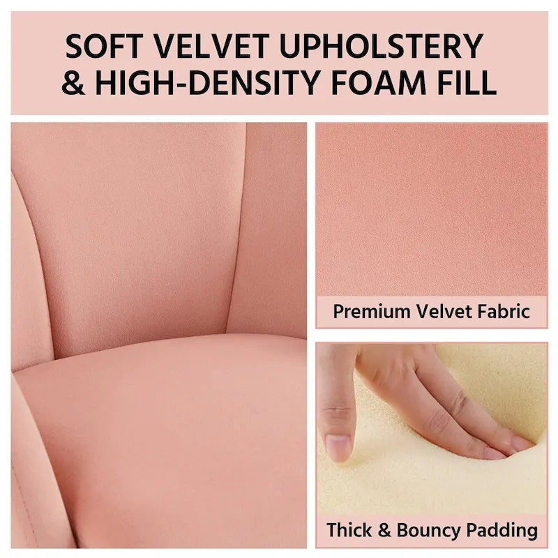 Flower Shape Velvet Armchair Accent Chair with Golden Metal Legs