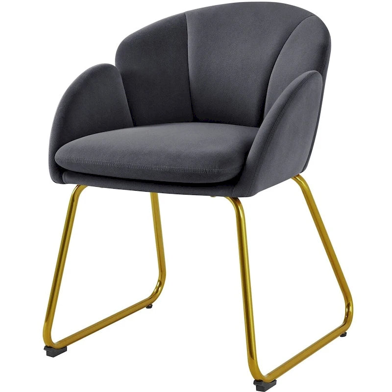 Flower Shape Velvet Armchair Accent Chair with Golden Metal Legs