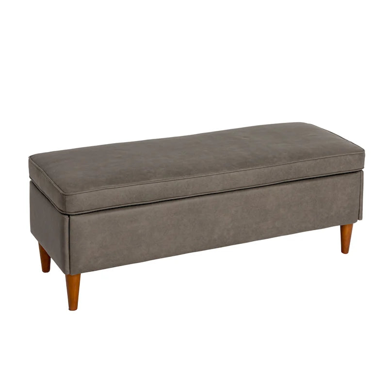 Upholstered Storage Bench with Solid Wood Legs, 50"