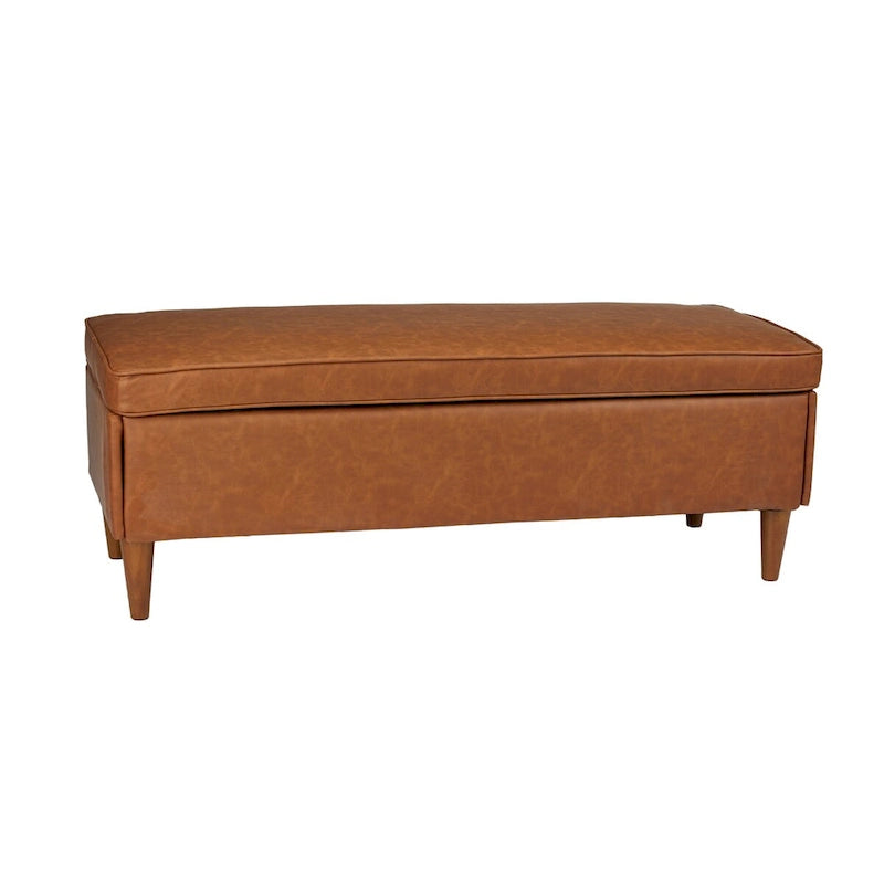 Upholstered Storage Bench with Solid Wood Legs, 50"
