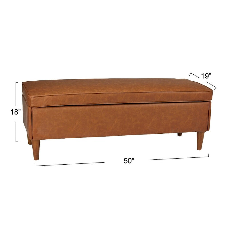Upholstered Storage Bench with Solid Wood Legs, 50"