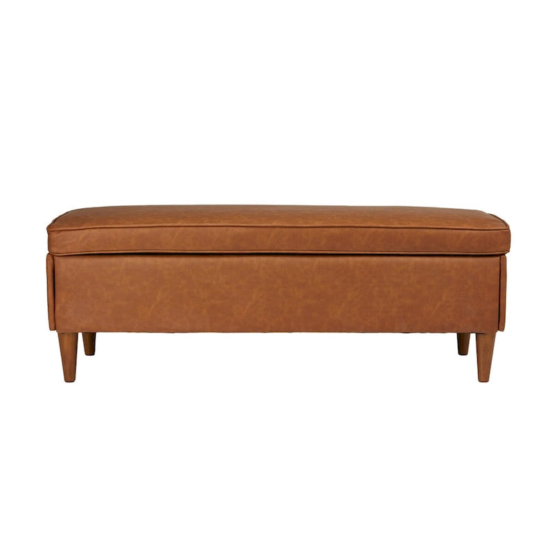 Upholstered Storage Bench with Solid Wood Legs, 50"