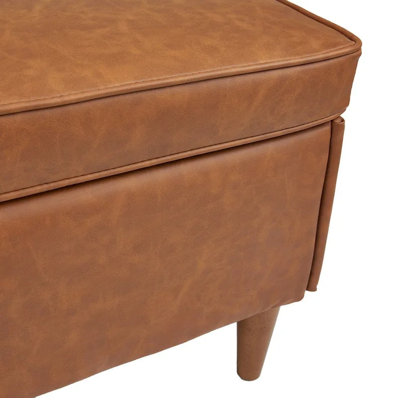 Upholstered Storage Bench with Solid Wood Legs, 50"