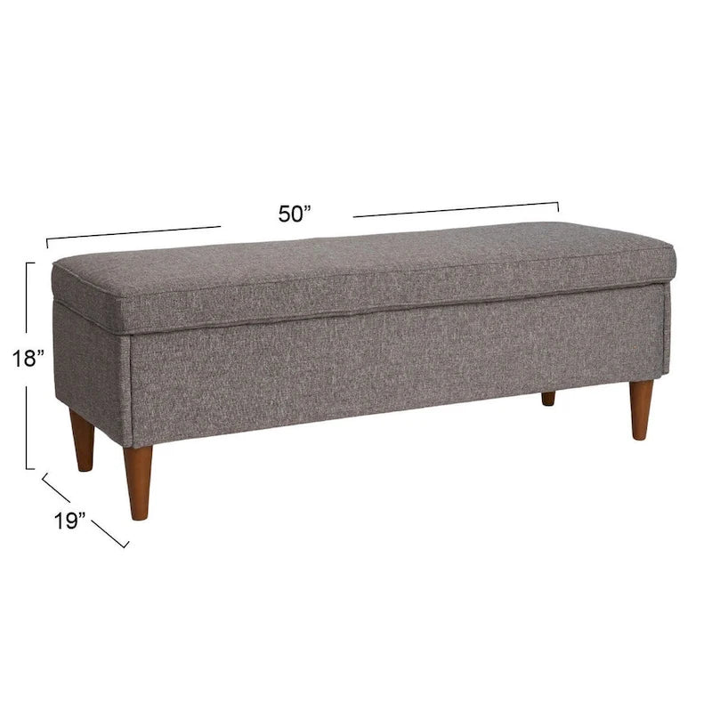 Upholstered Storage Bench with Solid Wood Legs, 50"