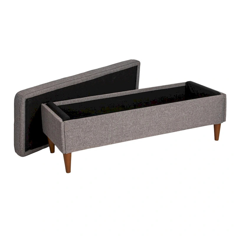 Upholstered Storage Bench with Solid Wood Legs, 50"