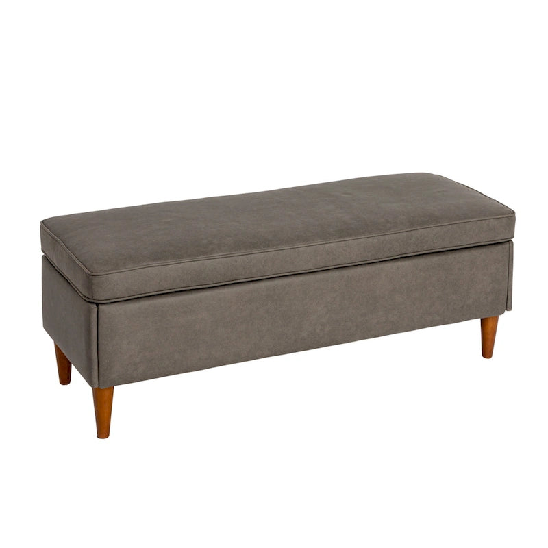 Upholstered Storage Bench with Solid Wood Legs, 50"