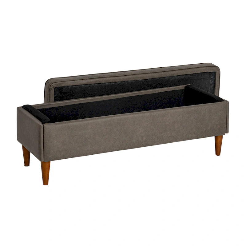 Upholstered Storage Bench with Solid Wood Legs, 50"