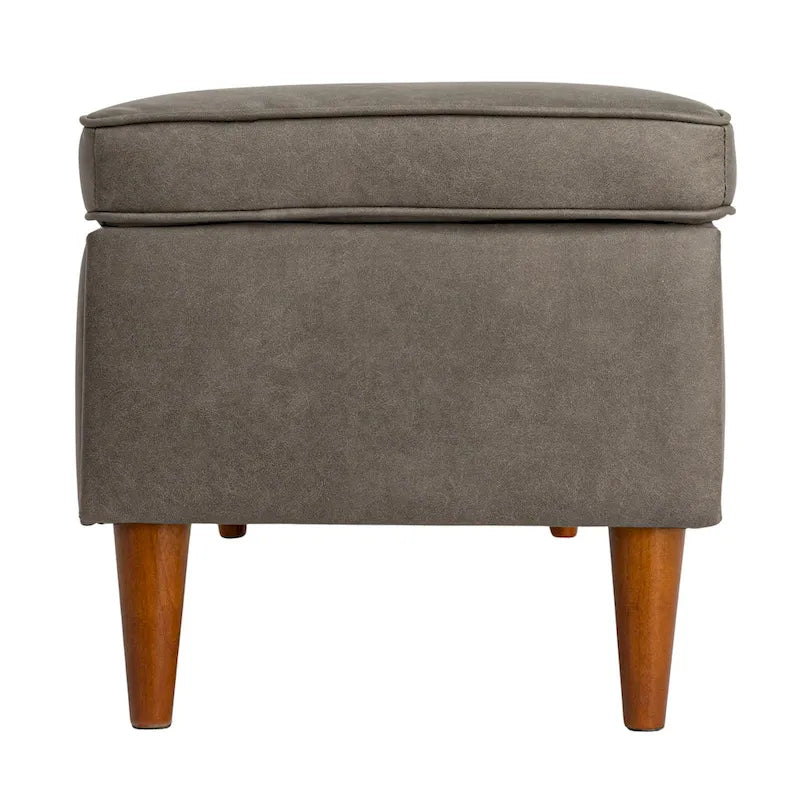 Upholstered Storage Bench with Solid Wood Legs, 50"