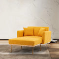 62" Convertible Chaise Lounge Chair Bed, Teddy Fabric, Iron Legs