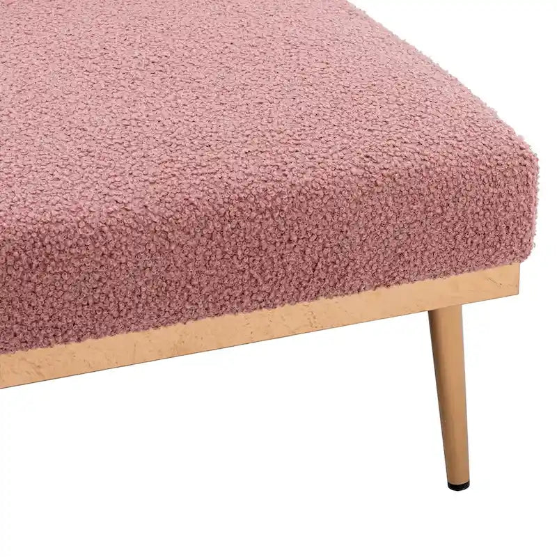 62" Convertible Chaise Lounge Chair Bed, Teddy Fabric, Iron Legs