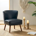 Mid-Century Modern Wingback Side Armchair with Solid Wood Legs