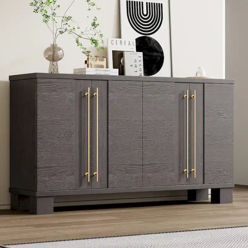 Wood Traditional Style Sideboard with Adjustable Shelves