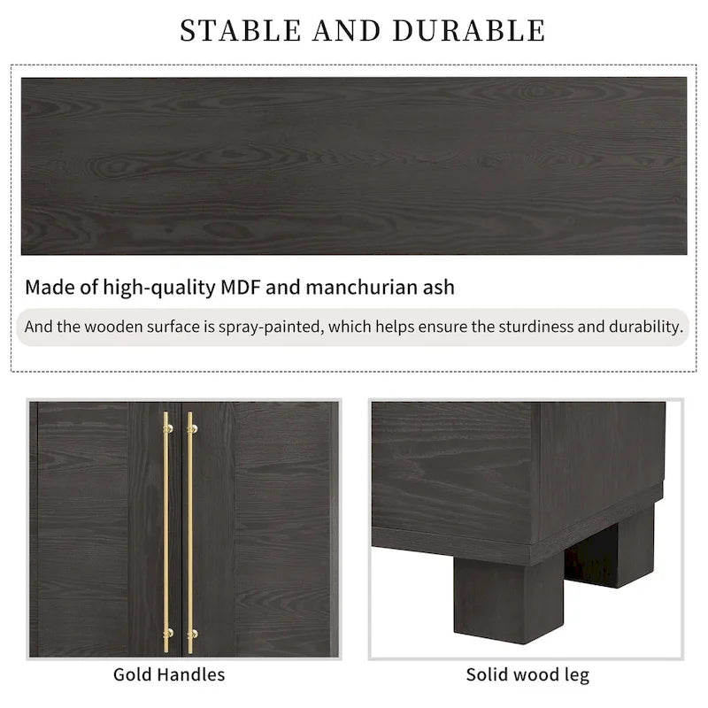 Wood Traditional Style Sideboard with Adjustable Shelves