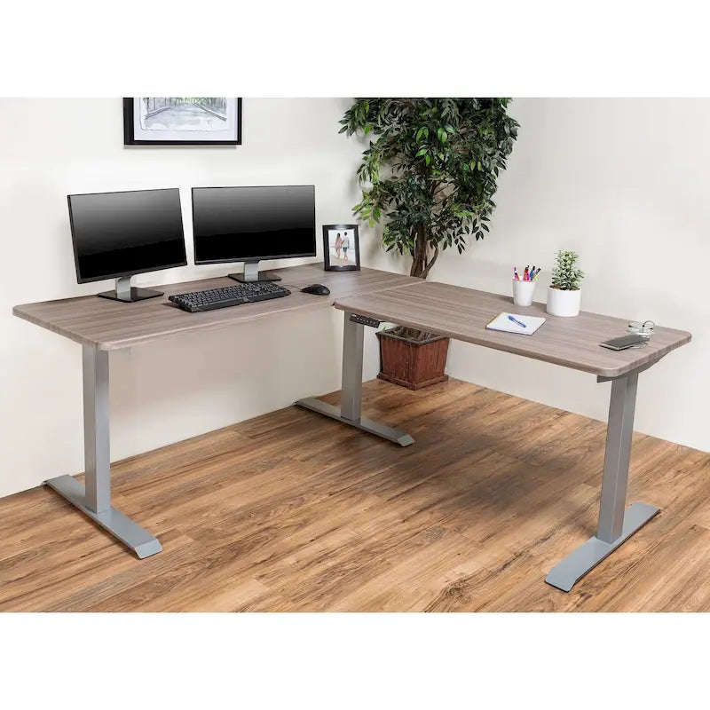 Electric L-Shape Standing Desk, Adjustable Height