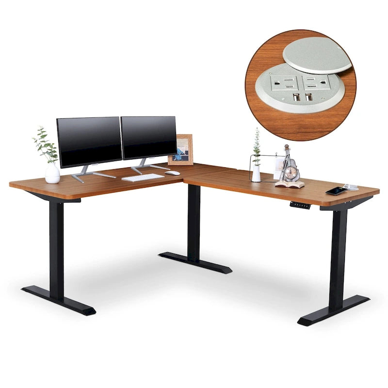Electric L-Shape Standing Desk, Adjustable Height