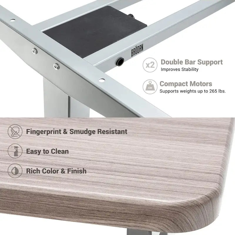 Electric L-Shape Standing Desk, Adjustable Height