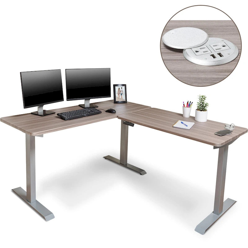 Electric L-Shape Standing Desk, Adjustable Height