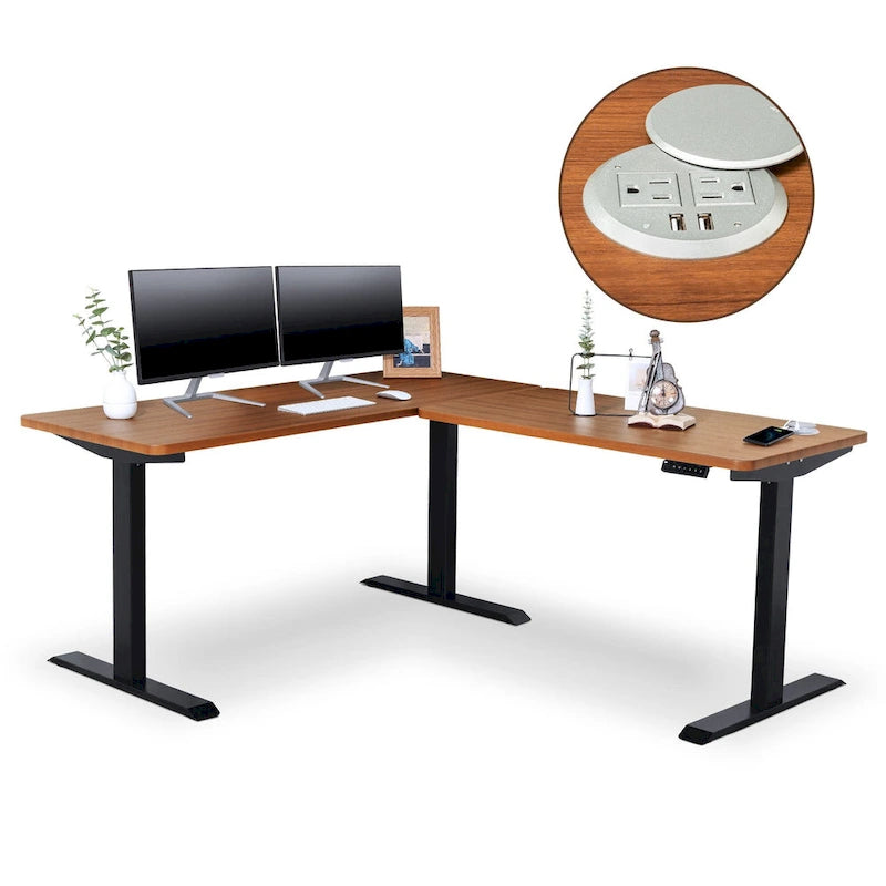 Electric L-Shape Standing Desk, Adjustable Height