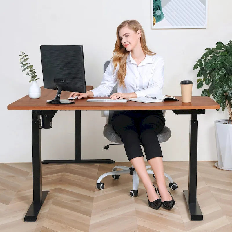 Electric L-Shape Standing Desk, Adjustable Height