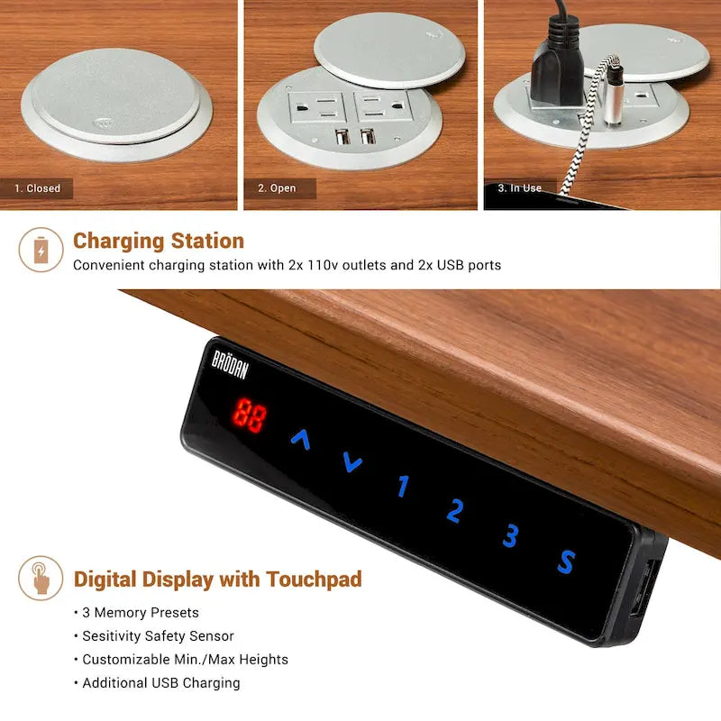Electric L-Shape Standing Desk, Adjustable Height