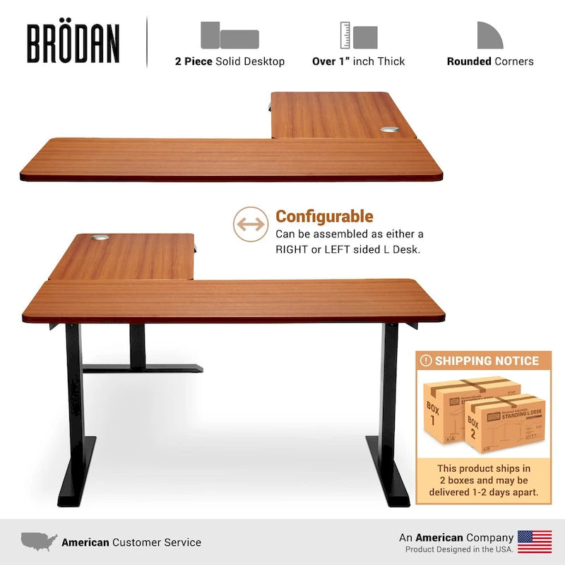 Electric L-Shape Standing Desk, Adjustable Height