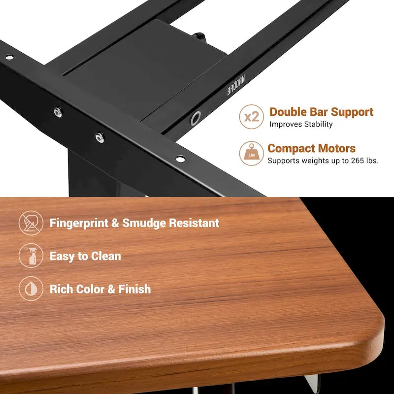 Electric L-Shape Standing Desk, Adjustable Height