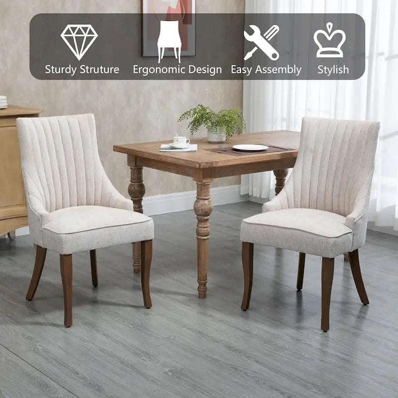 Wingback Upholstered Dining Chairs Set of 2, Fabric Side Dining Room Chairs, Living Room Chairs for Home Kitchen