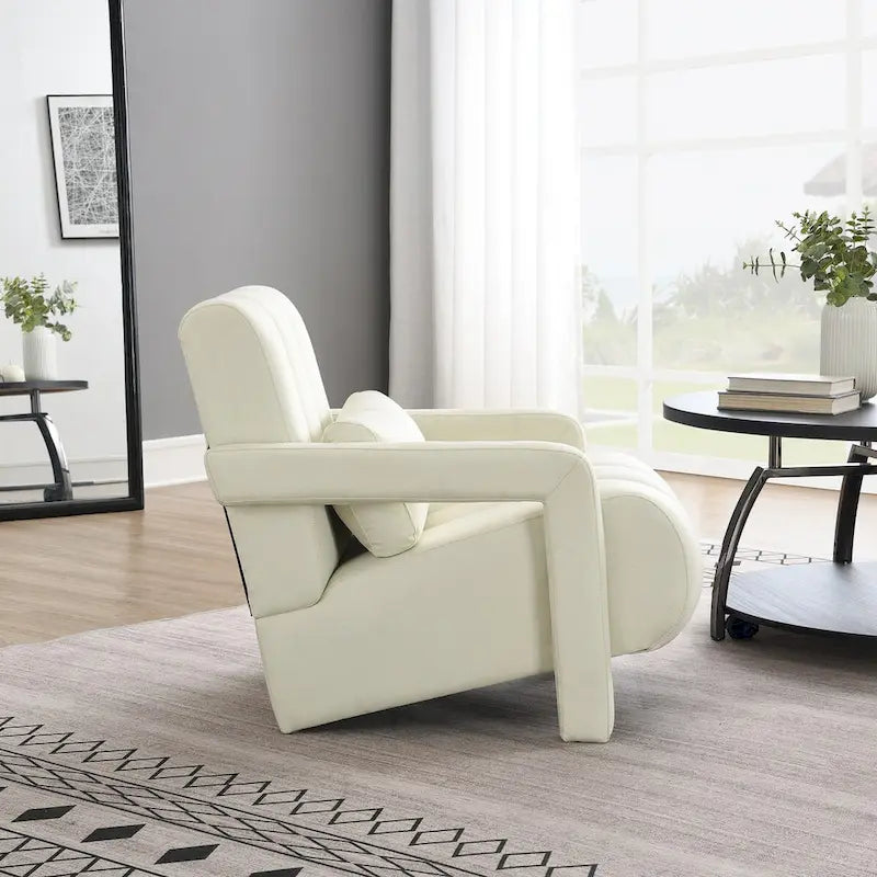 Modern Upholstered accent chair, Comfortable Linen Fabric with a pillow for Living room,bedroo,mLinen