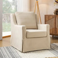 Farmhouse Slipcover Gliding Swivel Accent Chair