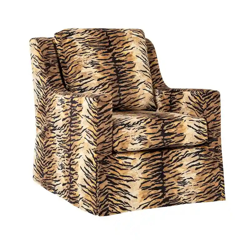Farmhouse Slipcover Gliding Swivel Accent Chair