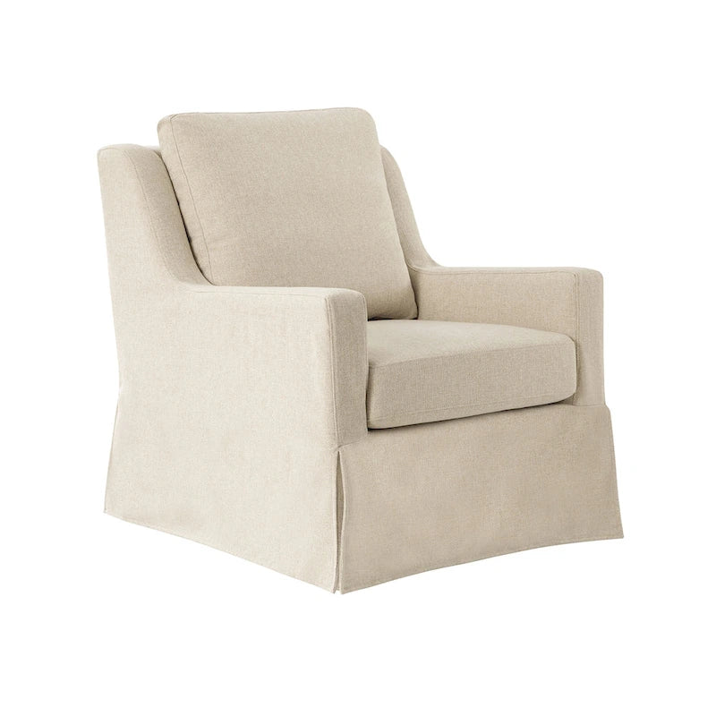 Farmhouse Slipcover Gliding Swivel Accent Chair