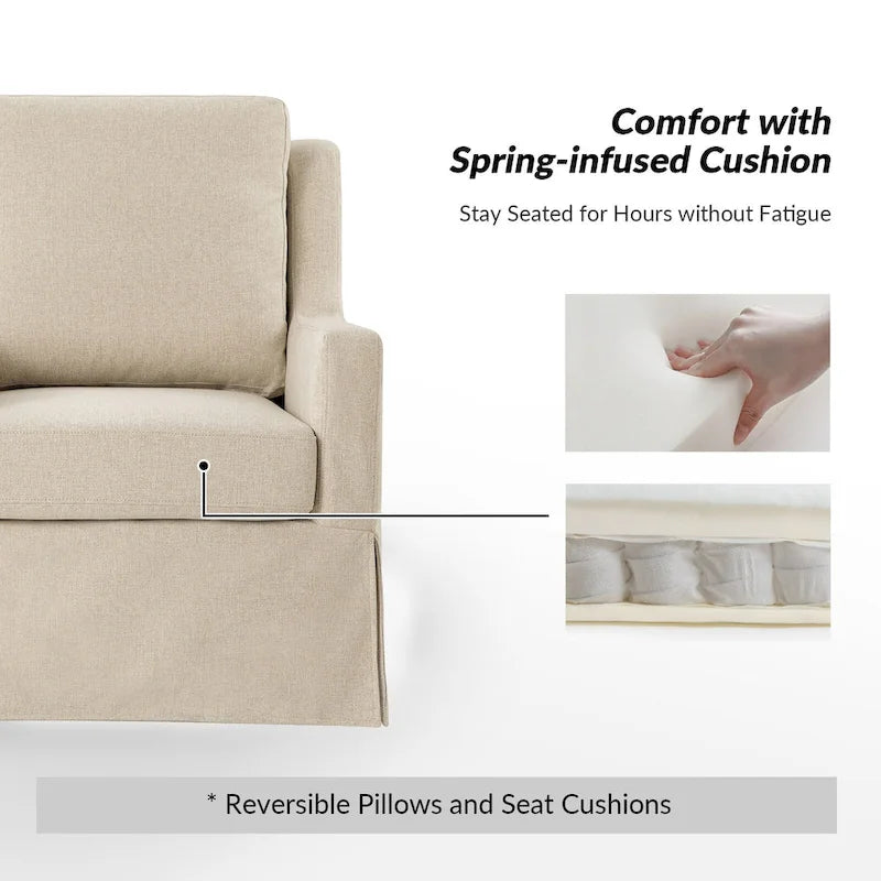 Farmhouse Slipcover Gliding Swivel Accent Chair