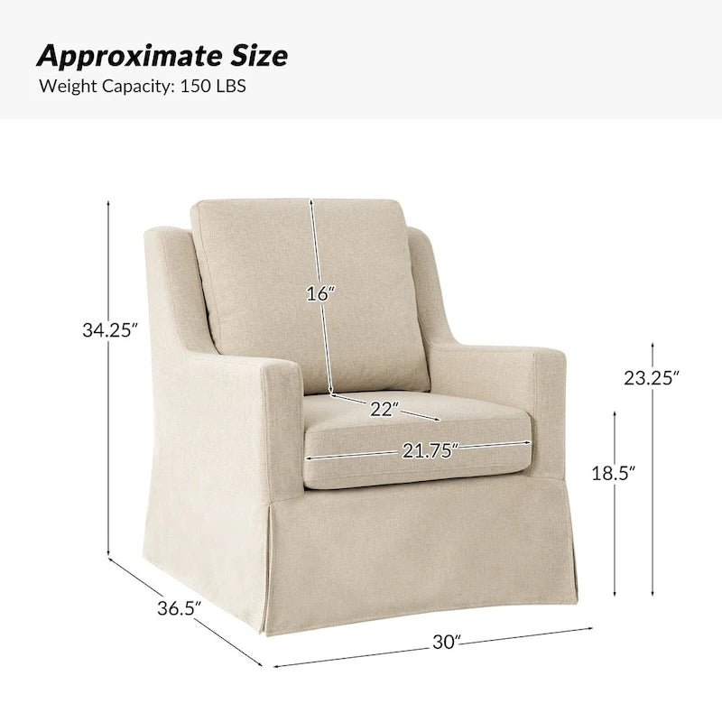 Farmhouse Slipcover Gliding Swivel Accent Chair
