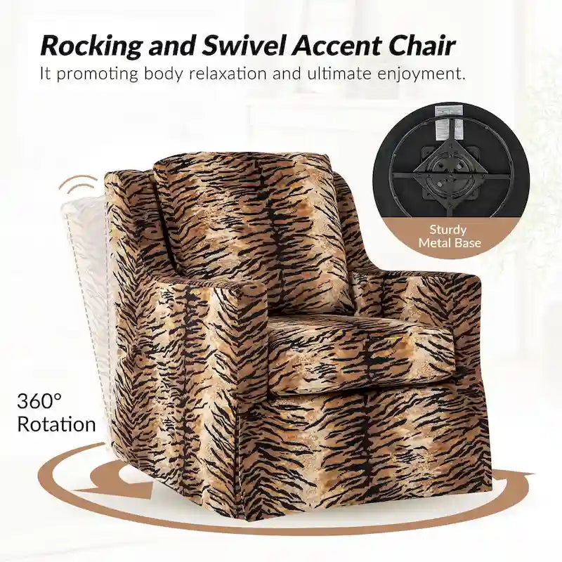Farmhouse Slipcover Gliding Swivel Accent Chair