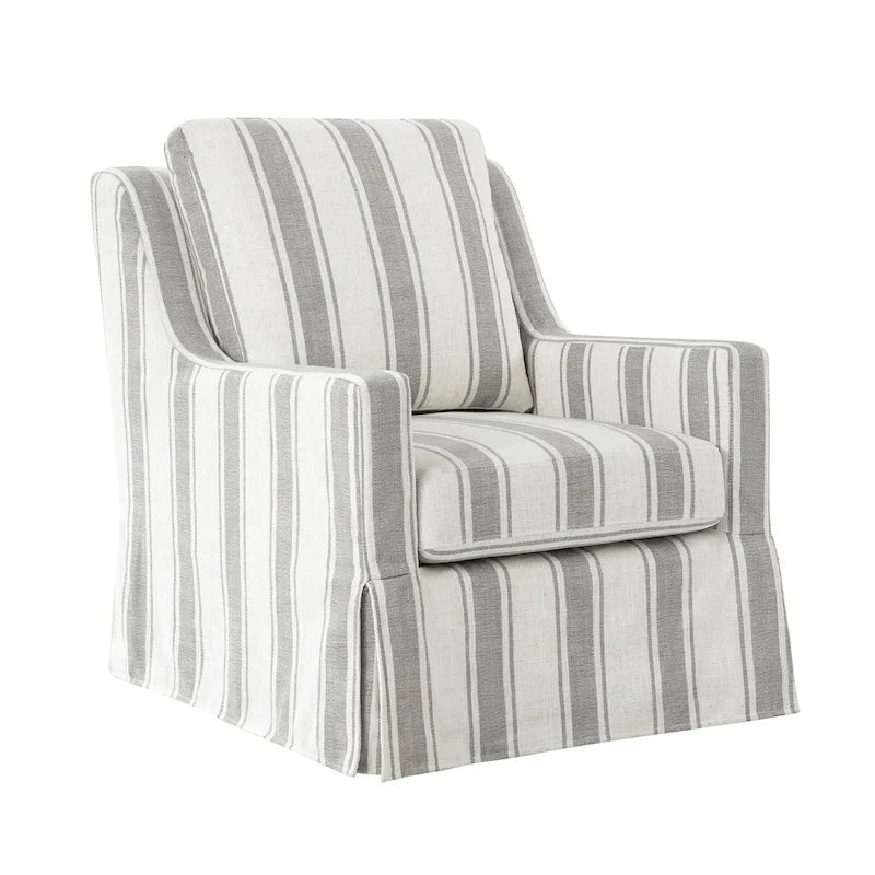 Farmhouse Slipcover Gliding Swivel Accent Chair