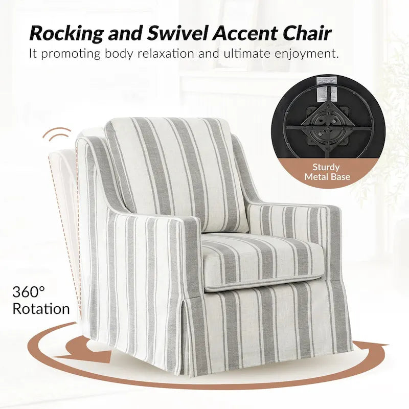 Farmhouse Slipcover Gliding Swivel Accent Chair