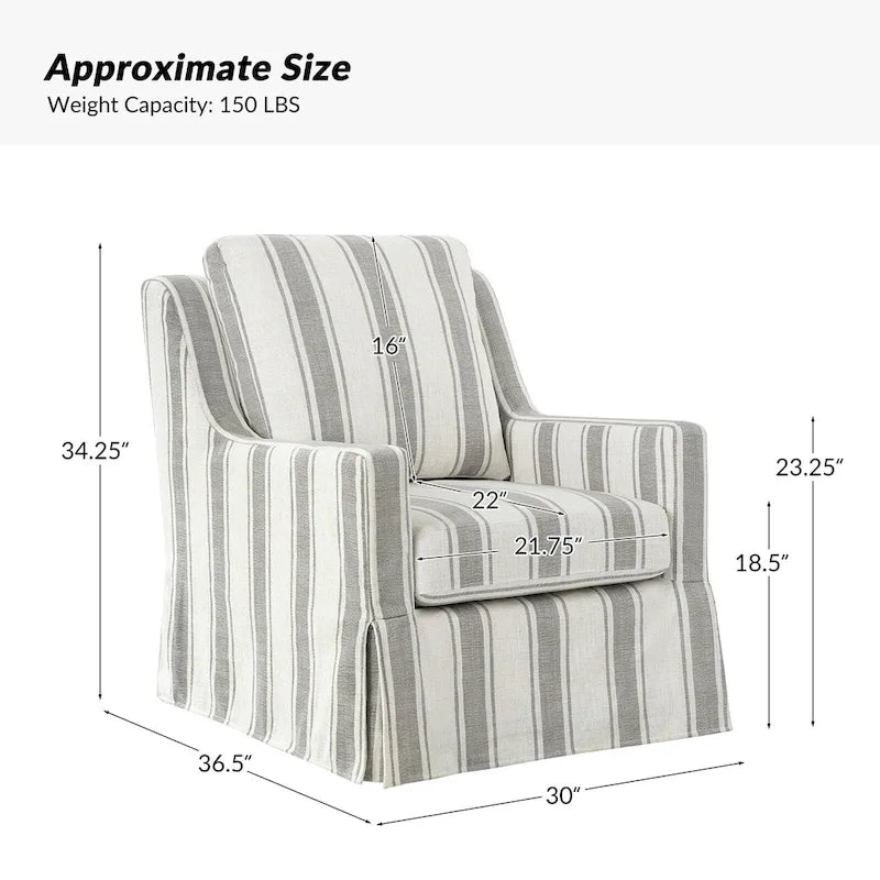 Farmhouse Slipcover Gliding Swivel Accent Chair